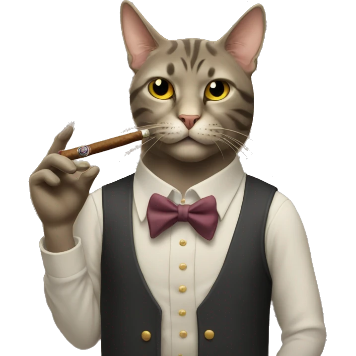 Cat smoking a cigar with racks next to him  emoji