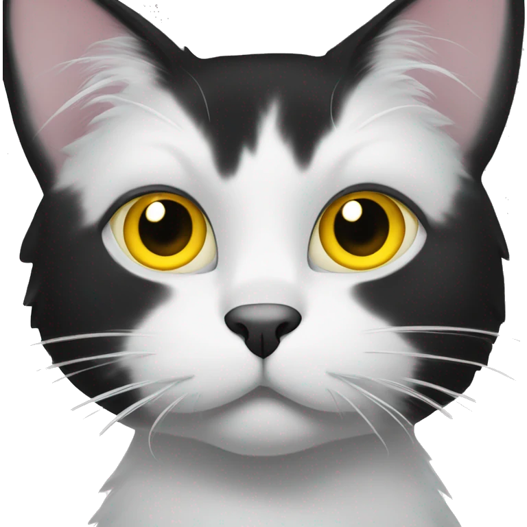 black and white cat with yellow eyes  emoji