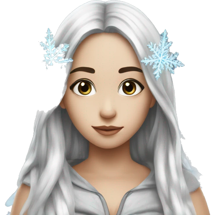big wings, hood, silver, icy ,snowflake, Beautiful, fairy, long hair emoji