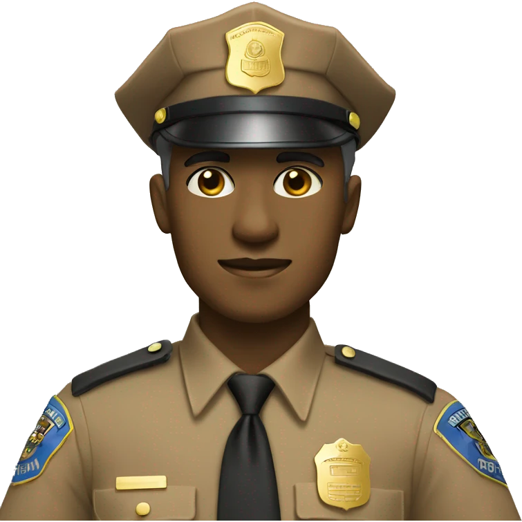 police wearing brown shirt no hat gold badge tan tie emoji