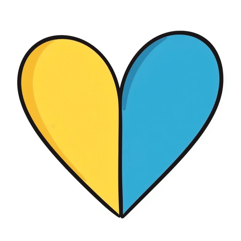cute heart colored yellow and blue emoji