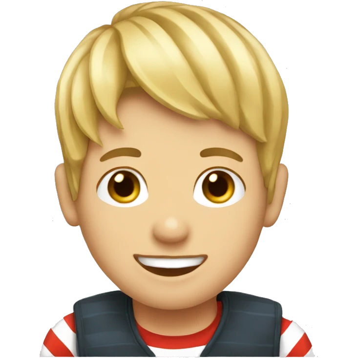 happy blonde boy striped hat emoji