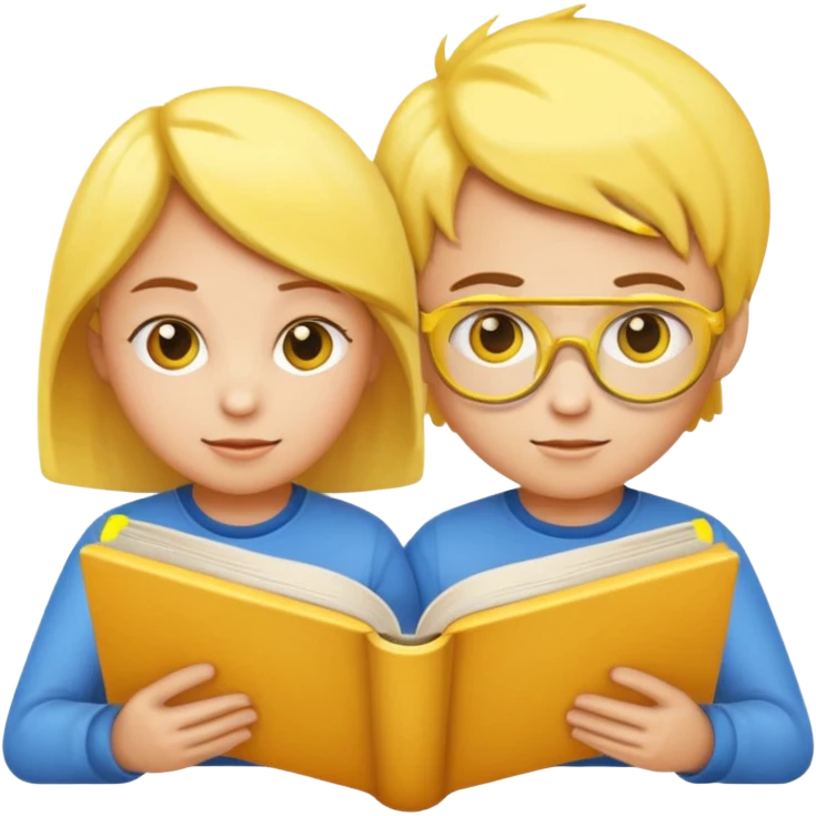 make an emoji kids reading a book with focus emoji