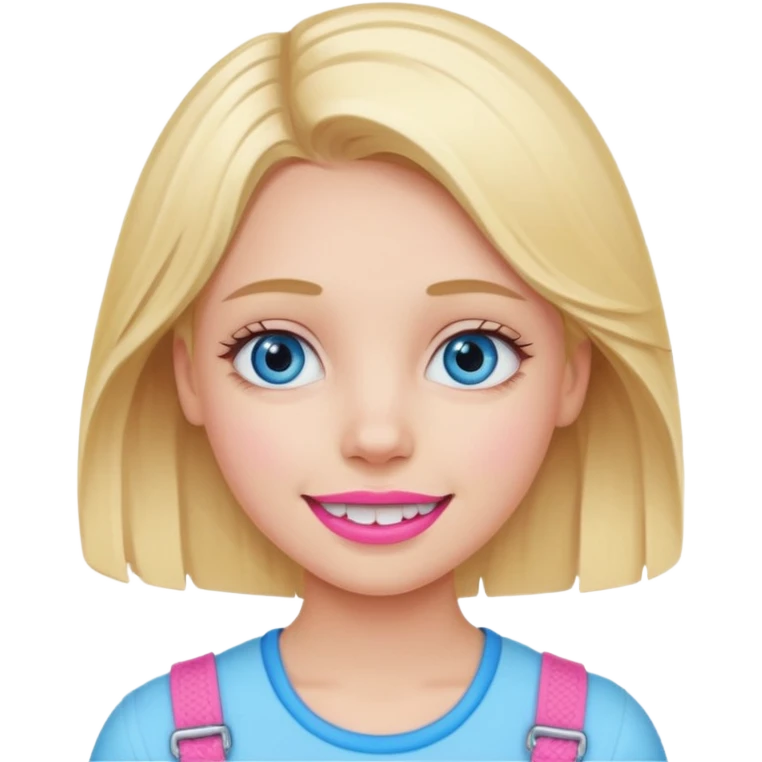 Blonde blue eye clean girl with pink braces emoji
