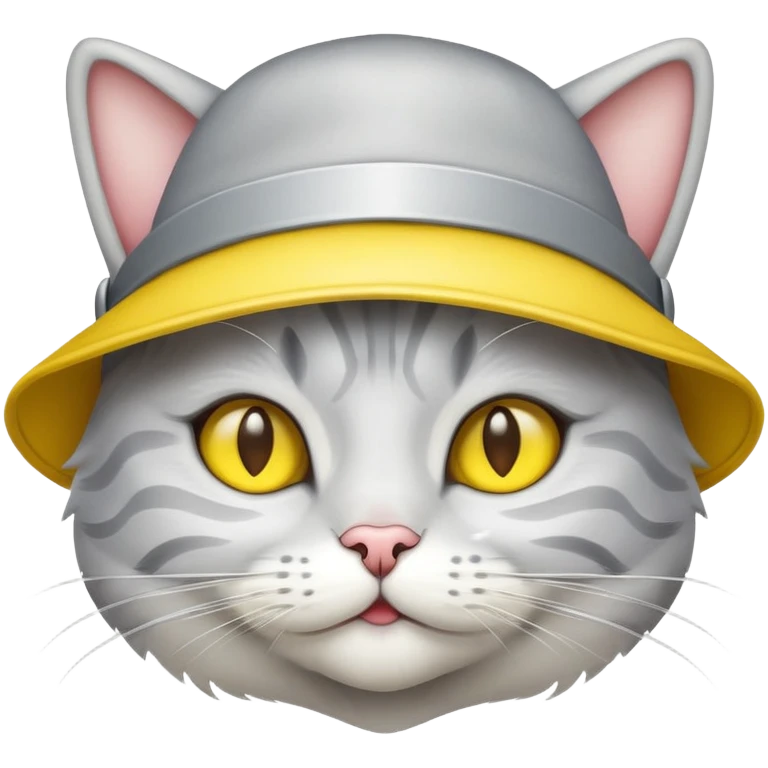 Silver shaded cat with yellow hat emoji