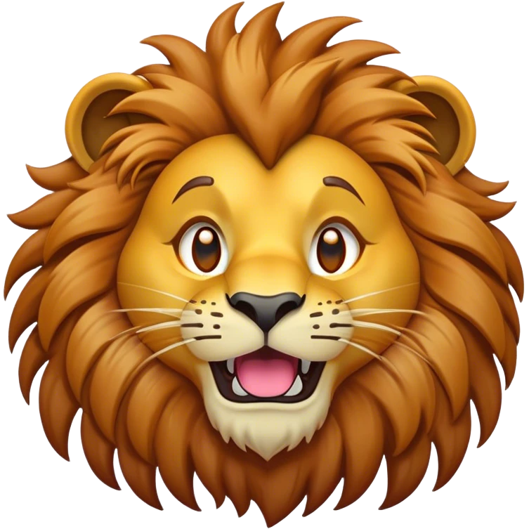 Cinematic Comical Lion Portrait Emoji, Head tilted dramatically with an exaggeratedly amused expression, featuring a striking tawny Fur with a flamboyant mane and wide, expressive amber eyes filled with playful disbelief, Simplified yet hilariously expressive features, highly detailed, glowing with a slightly sassy glow, high shine, dramatic yet playful, stylized with an air of cheeky jungle mischief, bright and endearing, soft glowing outline, capturing the essence of a spirited and over-the-top lion, so meme-worthy it feels like it could roar its way into internet fame instantly! emoji