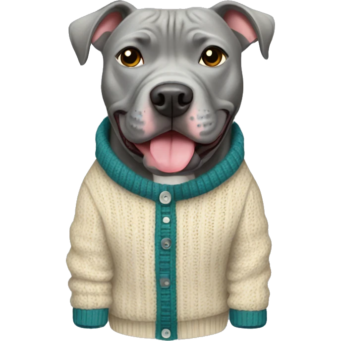 grey pitbull dog wearing a sweater emoji