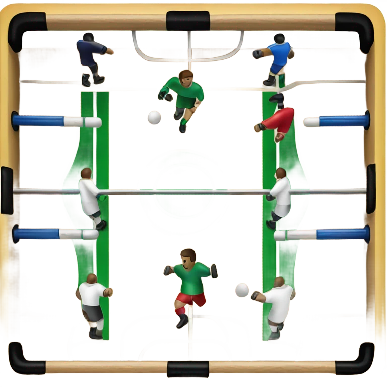 Fooseball table with 4 people playing  emoji