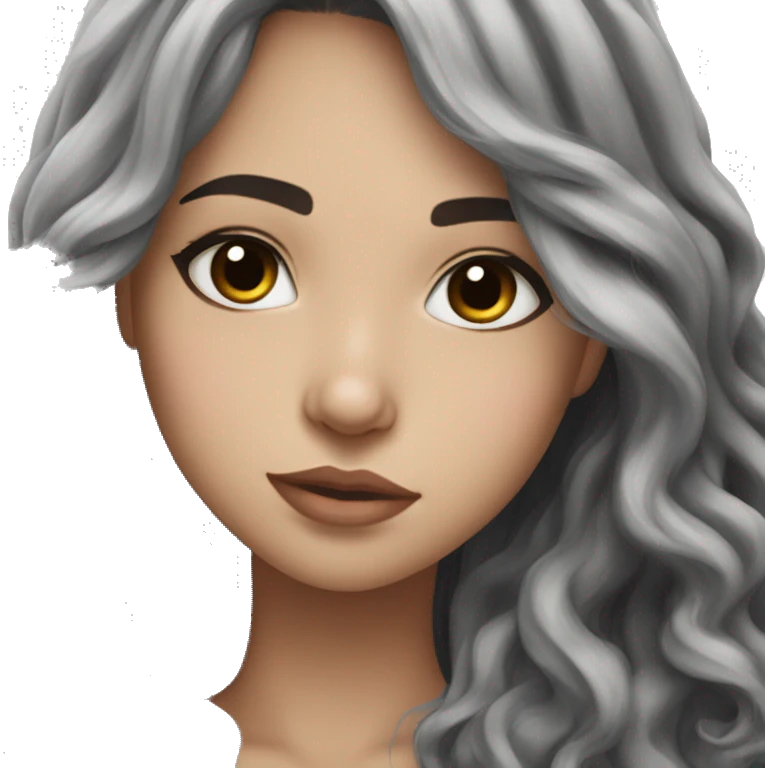 Beautiful girl,Black hair,wavy hair，long hair,Black eyes,white skin, sleeping emoji
