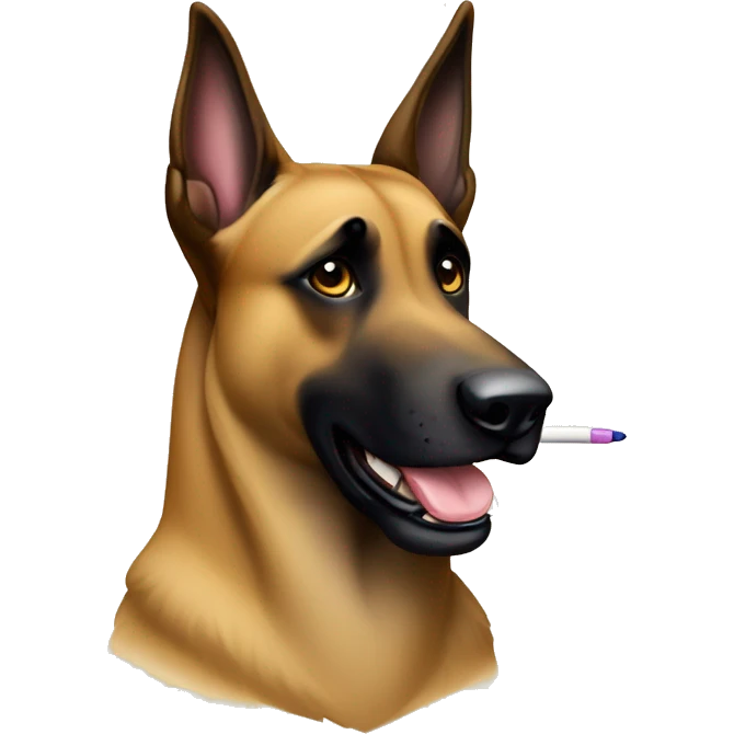 malinois prends des notes avec un crayon emoji