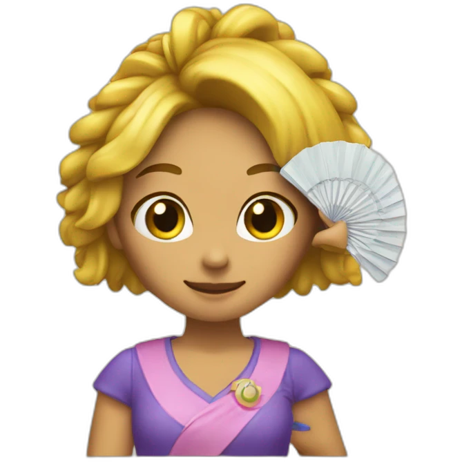 chica con abanico en la mano emoji