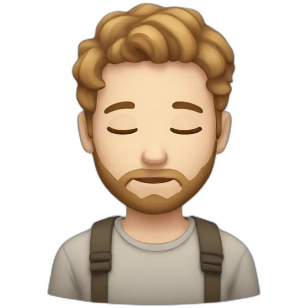 Boy with beard and light brown hair sleeping emoji