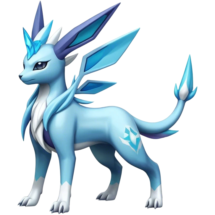 dialga-suicune-Glaceon-hybrid, full body emoji