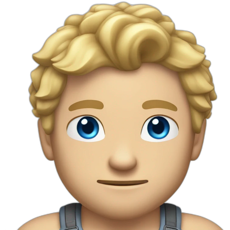 muscled caucasian dude, pet honeybadger, blue eyes, not from the world emoji
