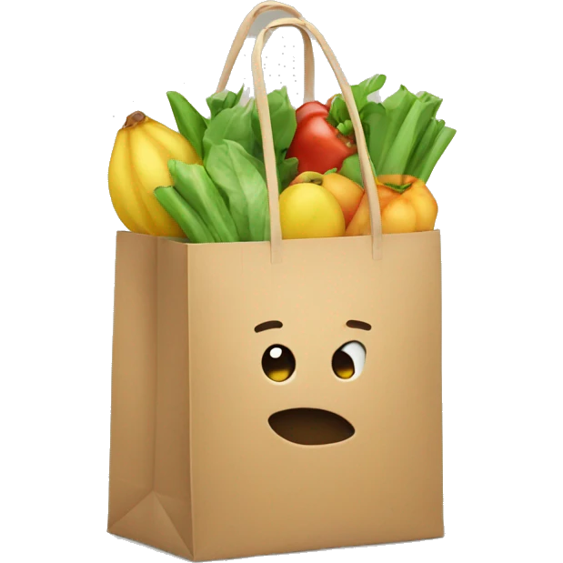 emoji with shopping bag emoji