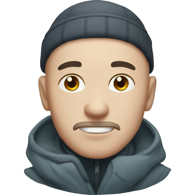 A bald man freezing in the snow emoji