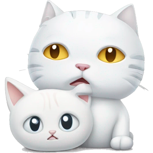 Sad robot face and white kitten face emoji