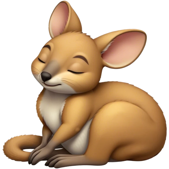 Meme-Worthy Cute Sleeping Wallaby Portrait Emoji, Head resting peacefully with a contented smile, showcasing a compact, agile build and a luxuriously soft tan fur, eyes shut in a serene, restful nap, Simplified yet hilariously adorable features, highly detailed, glowing with a soft, drowsy light, high shine, relaxed and utterly lovable, stylized with an air of playful laziness, bright and heartwarming, soft glowing outline, capturing the essence of a comically sleepy wallaby, so meme‐worthy it feels like it could instantly become the next viral sensation of adorable slumber! emoji