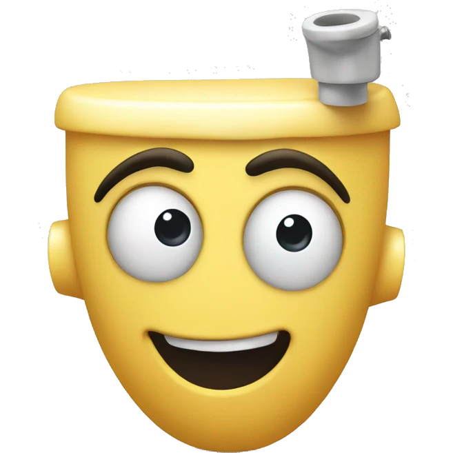 Toilet with a head coming out with big crazy eyes emoji