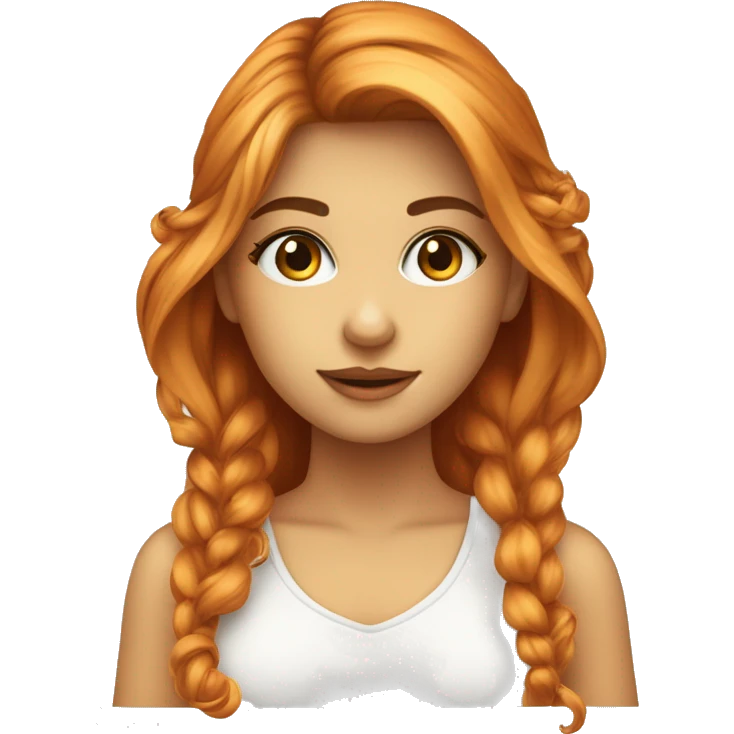 ragazza con lunghi capelli arancioni e frangetta con occhi verdi emoji