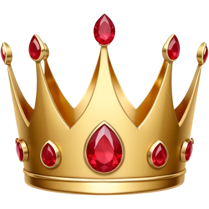 couronne en or à 3 pointes avec un énorme rubis au centre en cabochon emoji