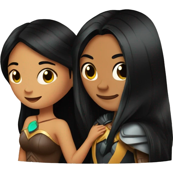 Batman and Pocahontas who love each other emoji
