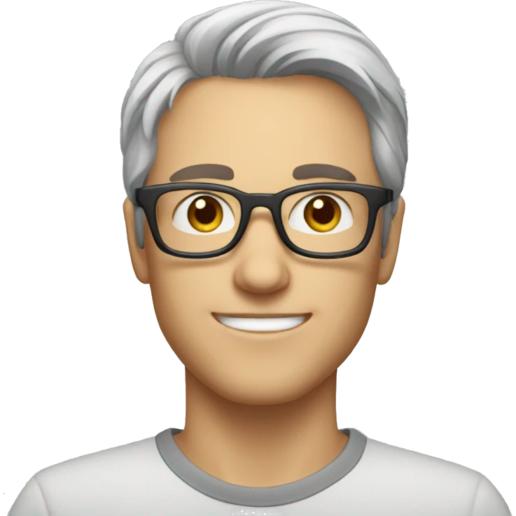 young caucasian man with glasses and slightly grey hair emoji