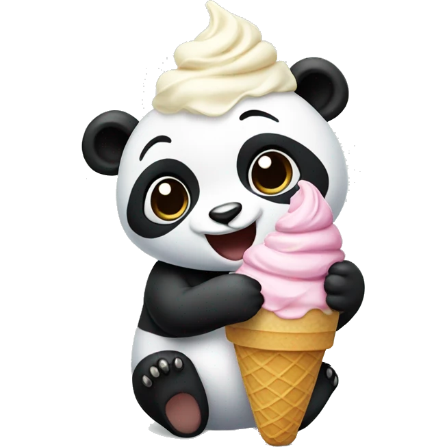 Panda eating ice cream emoji