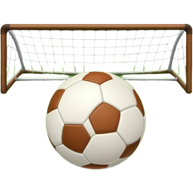 A football resting on the grass of a soccer field, with goalposts and field markings in the background. The scene highlights the ball's position at the center of the action, emphasizing the competitive atmosphere and readiness for play. emoji