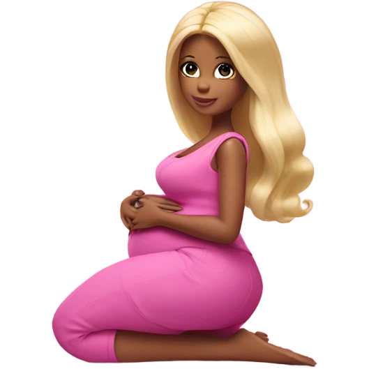 Pregnant Barbie kneeling emoji