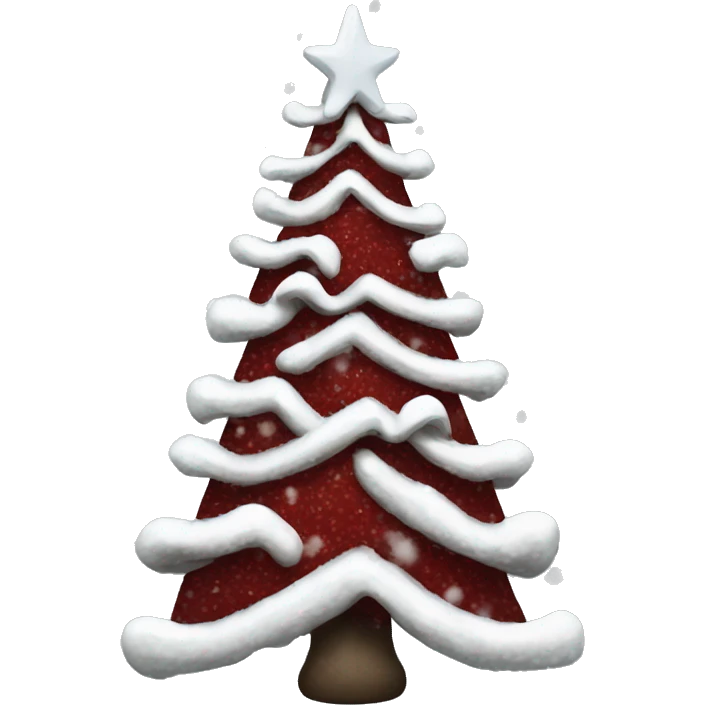 Snowy Christmas tree with dark red bows emoji
