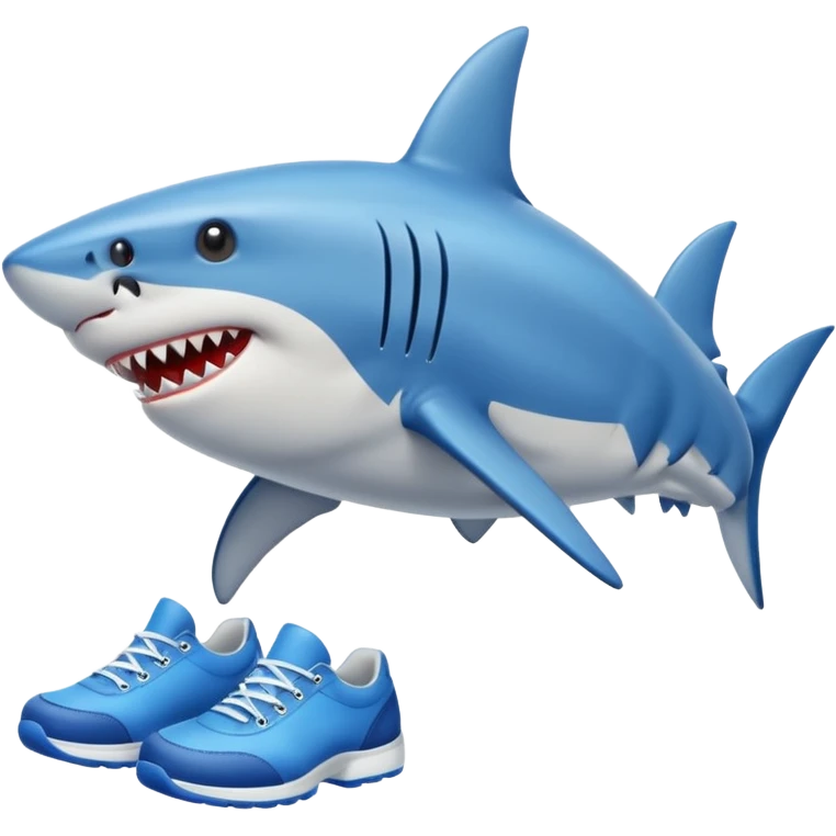 Shark with legs wearing blue shoes emoji