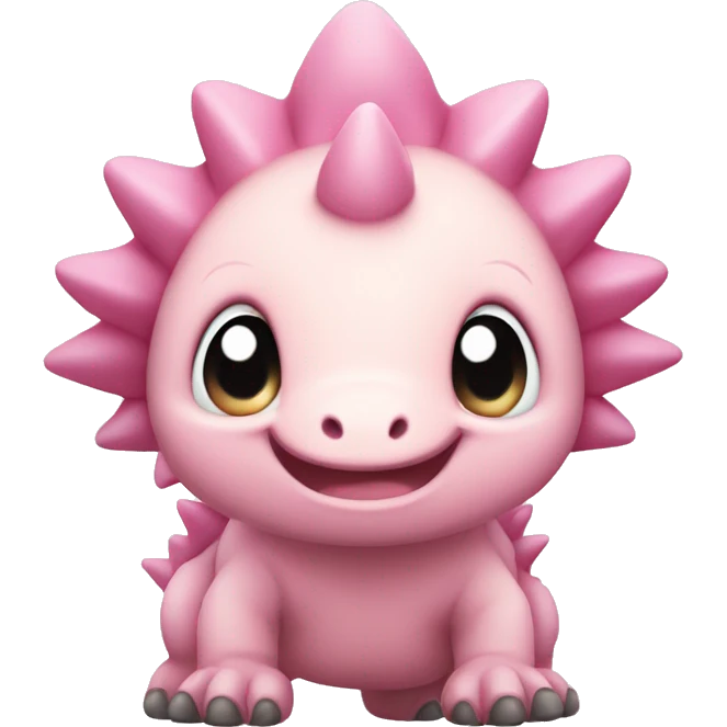 light pink stegosaurus baby with cute eyes emoji