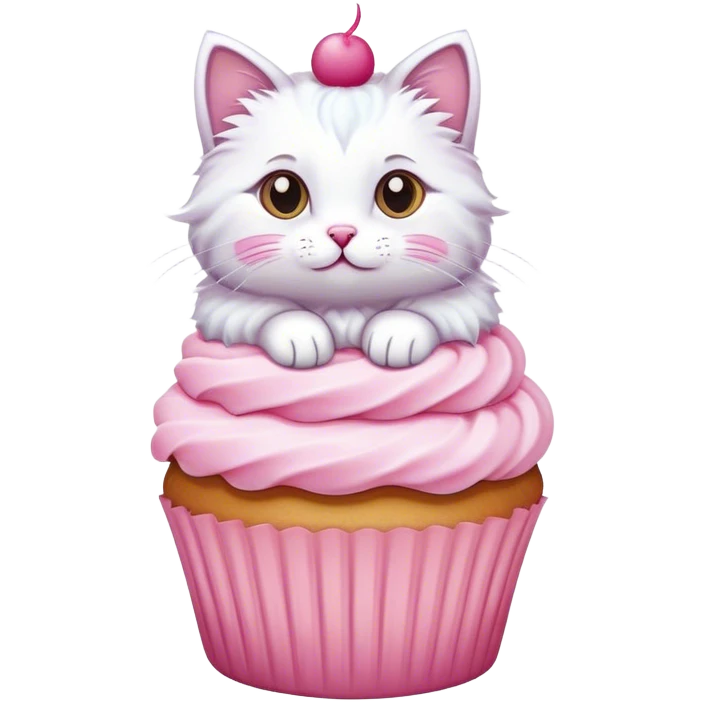 cute cat sitting on cupcake emoji
