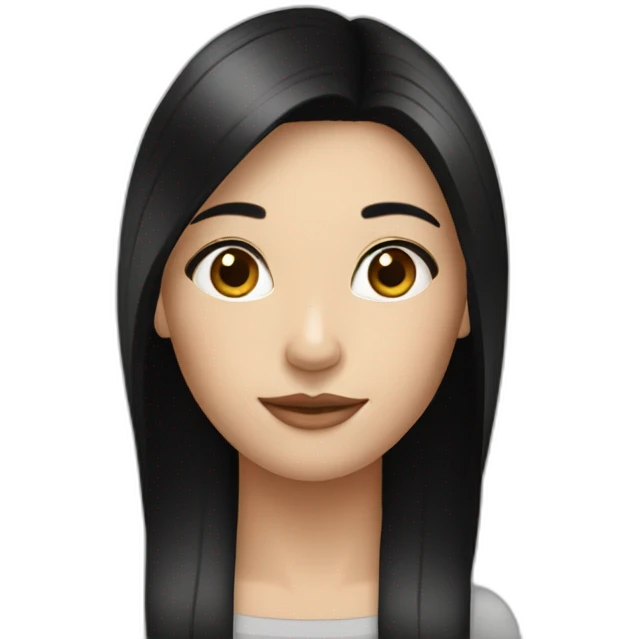 Fair skinned pretty woman with long straight black hair emoji