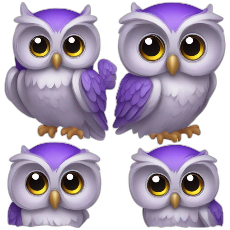 cute helpfull owl silver purple emoji