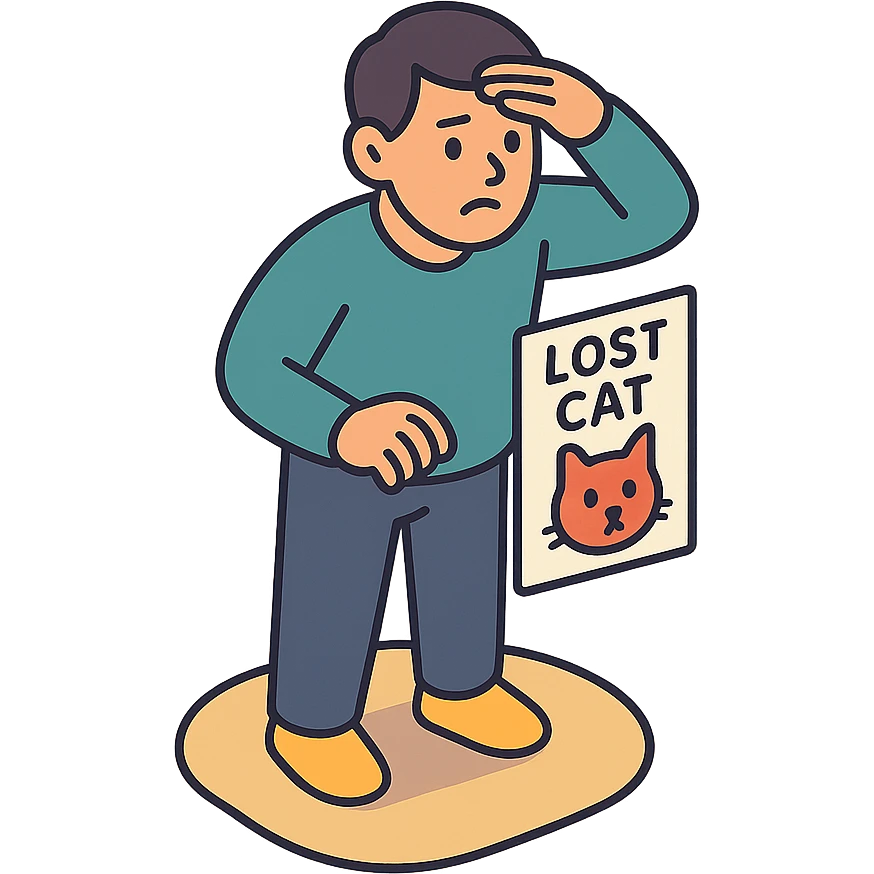 мужчина ищет кошку которая пропала emoji