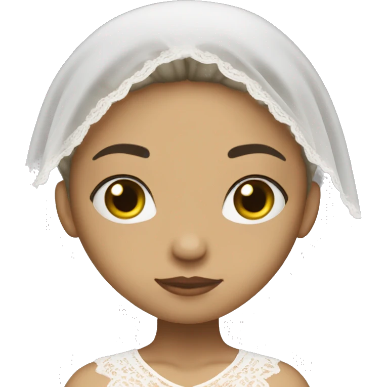 Light skin girl praying with eyes closed and lace white veil  emoji
