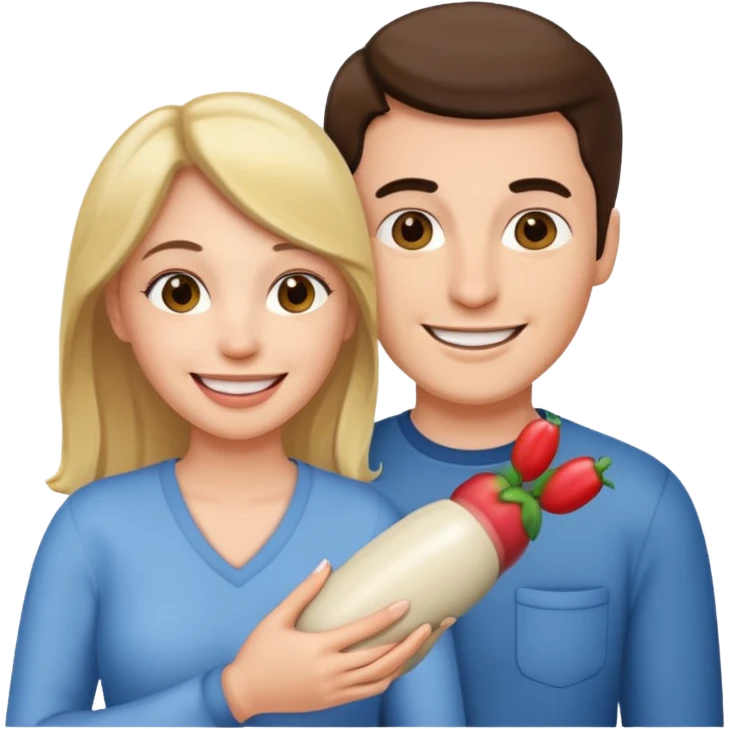 Woman holding husbands penis emoji