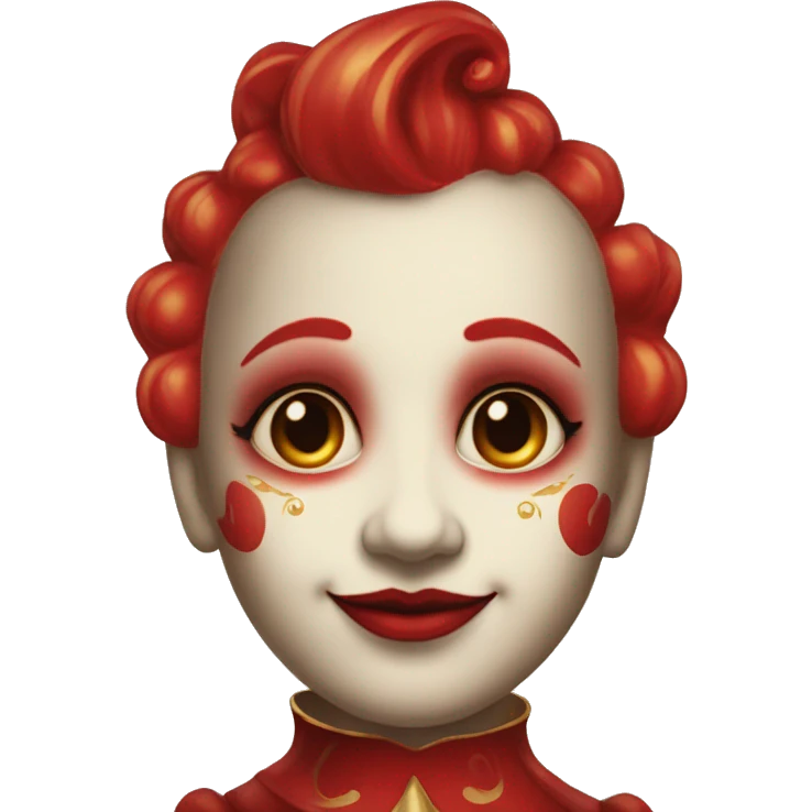 Vintage Jester high cheekbones, red, gilded  emoji