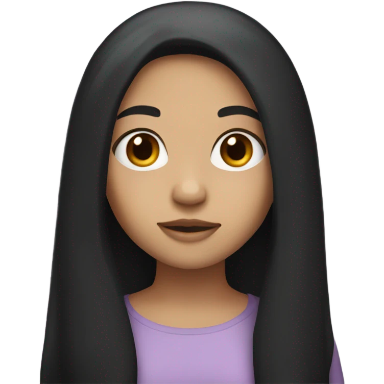 Girl with long black hair and light skin  emoji