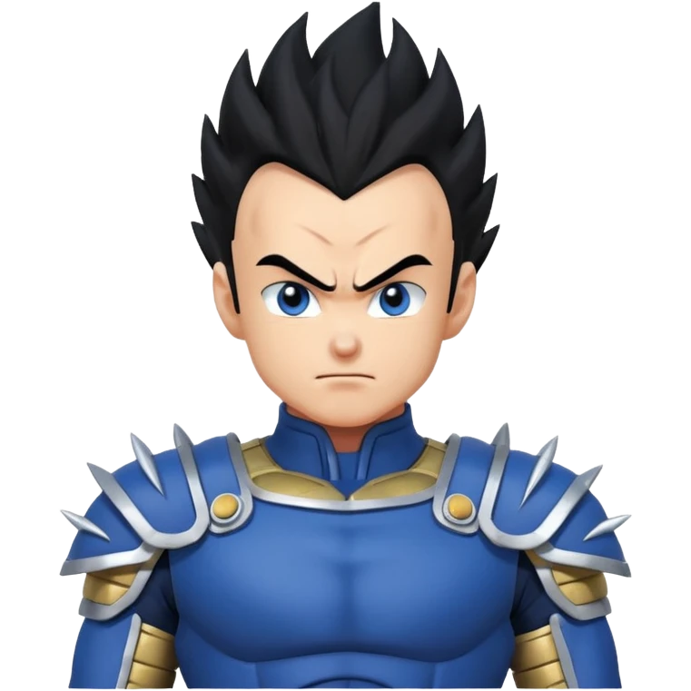 Vegeta from Dragon Ball, spiky hair, stern expression, blue and white armor emoji