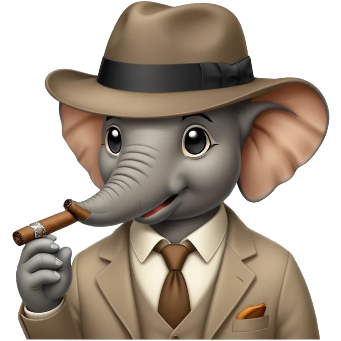 elephant gangster with fedora hat and cigar emoji