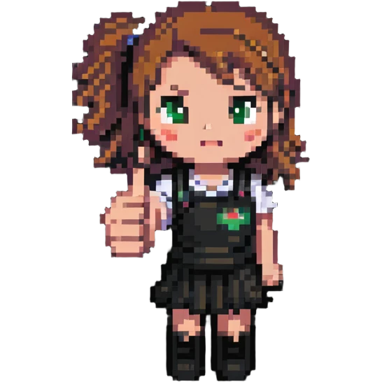 Girl with one hand giving thumbs up and the other hand giving thumbs down, showing mixed feelings emoji