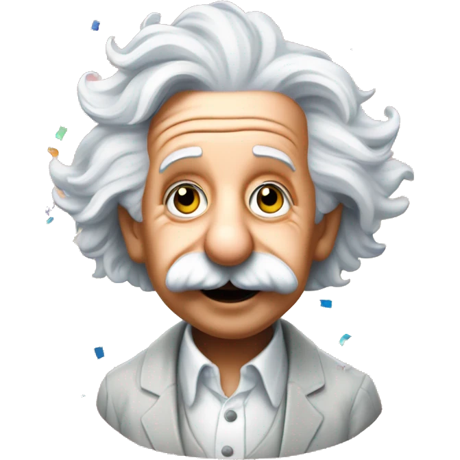 Cute Albert Einstein confetti popper and balloons  emoji