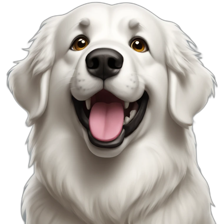 goofy happy Great Pyrenees dog with large jowls emoji