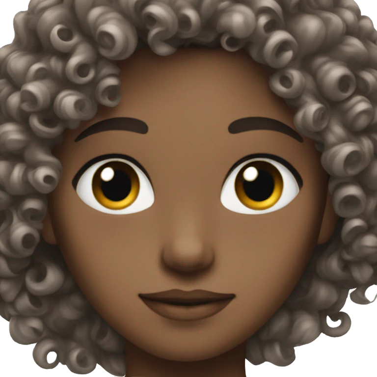 Brunette curly hair blue eyes  emoji