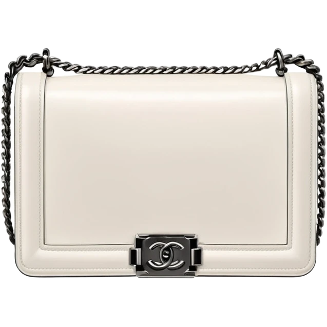 chanel le boy plain white bag emoji