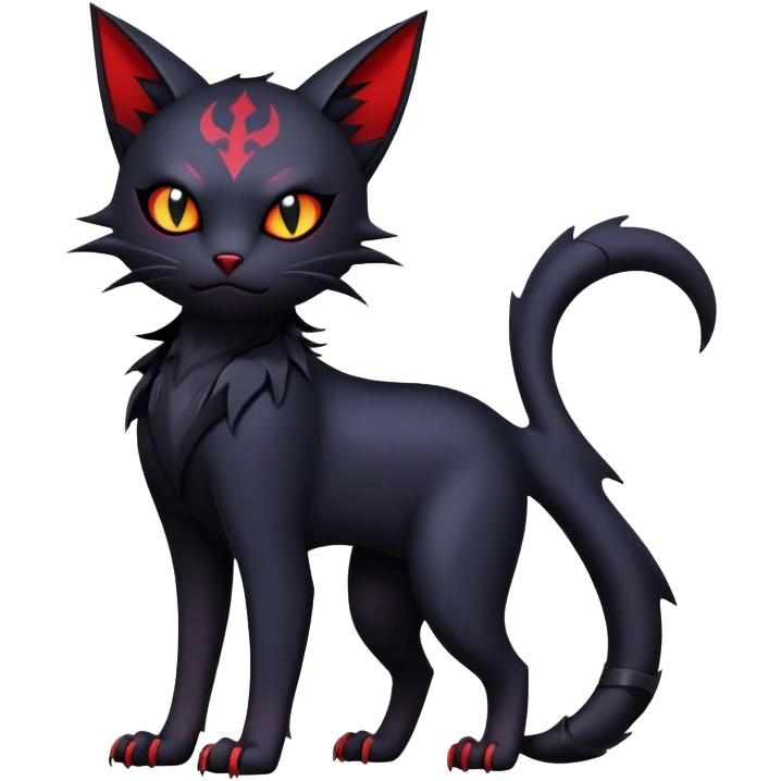 Vampiric feral futuristic gothic emo dark bat-cat-Litten-Noibat-Fakémon-hybrid-creature (full body) emoji