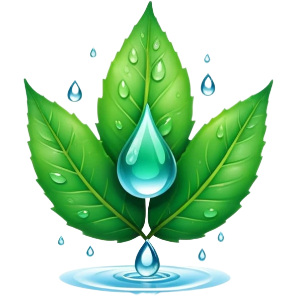 eco-friendly leaf logo with water droplet emoji
